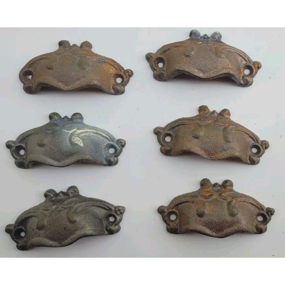 Antique Cast Iron Drawer Pulls 3" on Center Set of 6